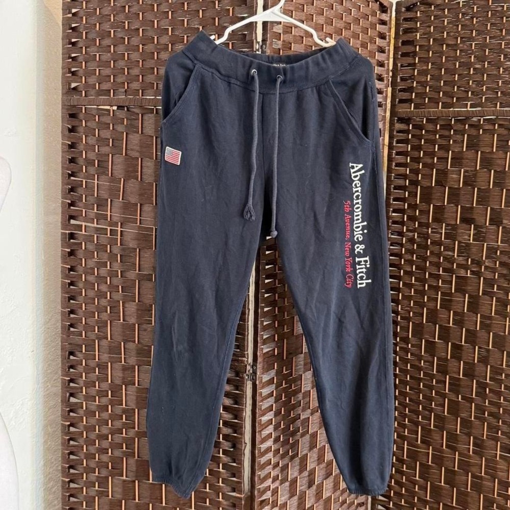 Abercrombie & Fitch Y2k Navy Joggers with Red Accents Size Medium